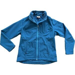 Double Diamond Softshell Hooded Jacket Fleece Lined Zipper Pockets Blue Large